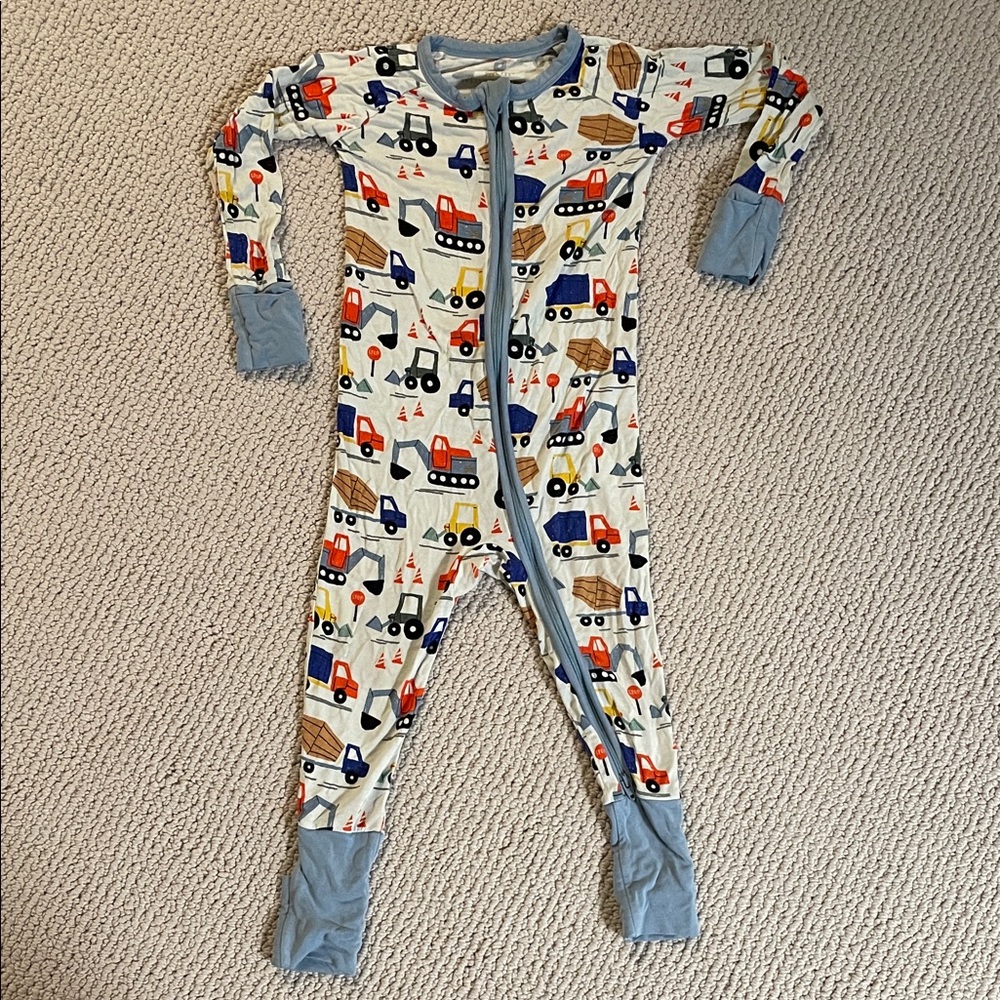 Little Sleepies Construction Print Footie - Blue, Red, Yellow